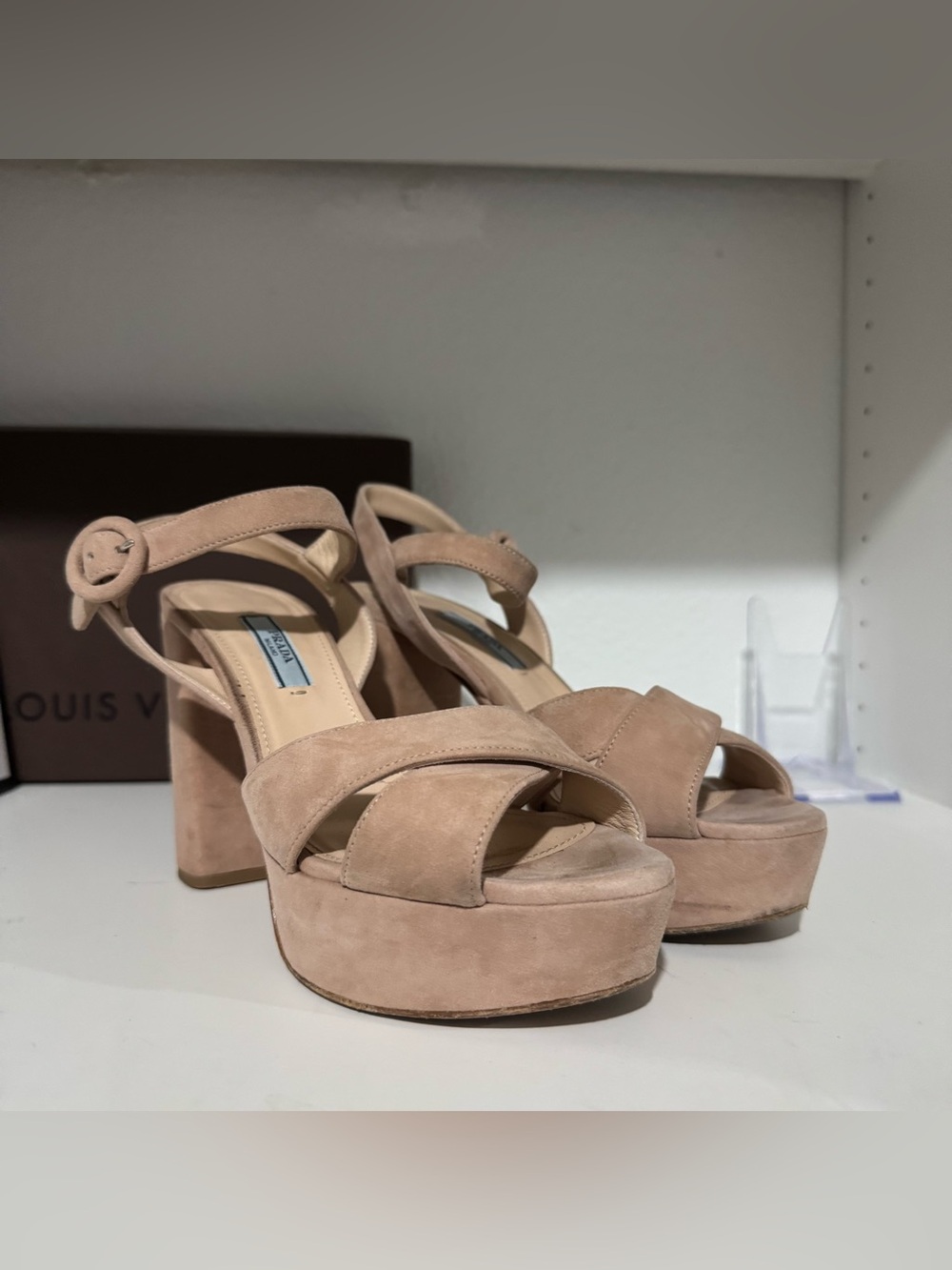 Prada Suede Platform Sandals in Blush
